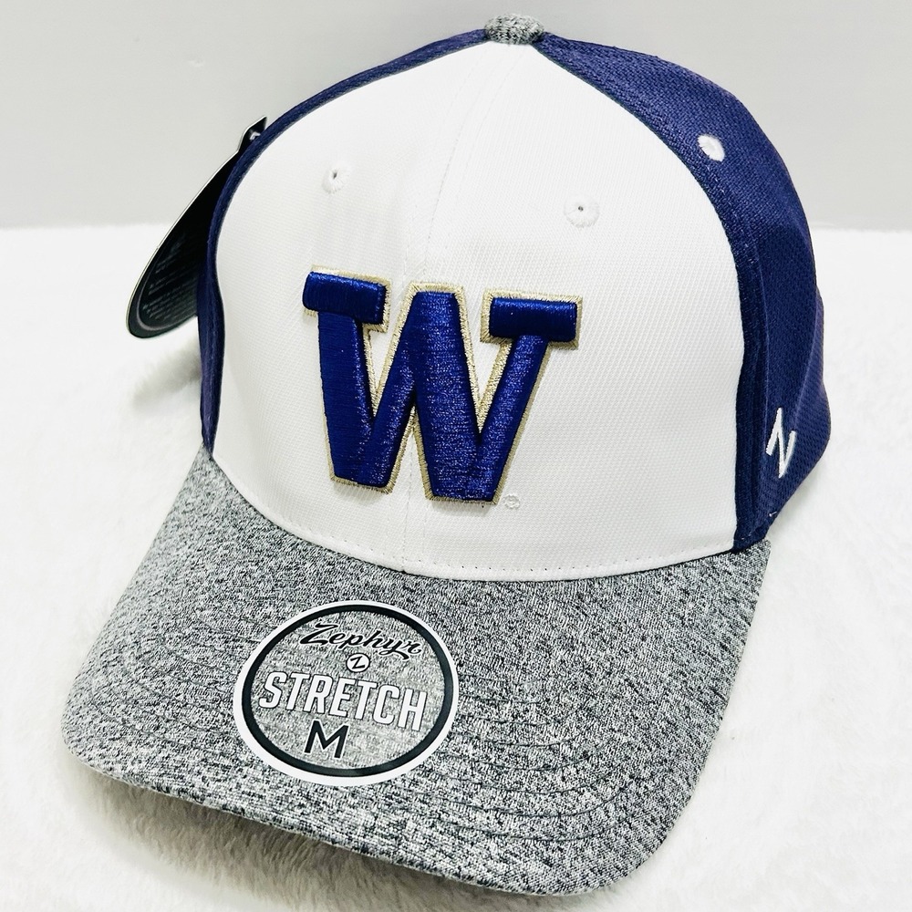 Zephyr Washington Huskies‎ Tri-Color Stretch Flex Hat Cap Medium Purple NCAA